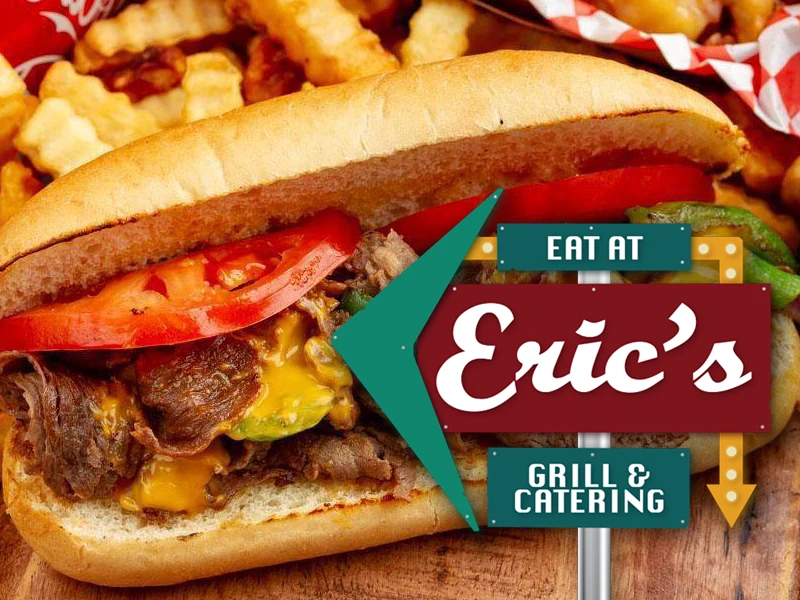 Eat at Eric's logo and hoagie sandwich
