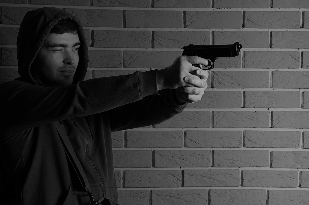 Photo illustration showing active shooter